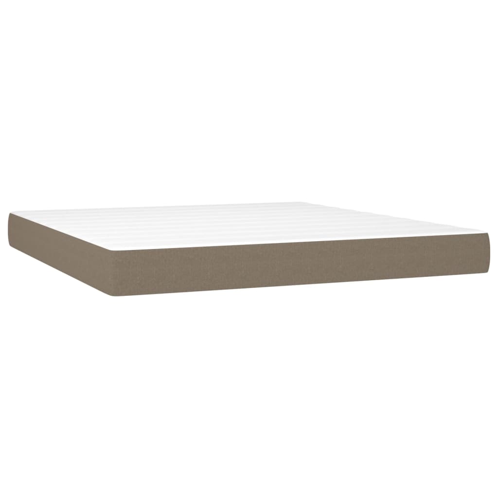 vidaXL Κρεβάτι Boxspring με Στρώμα & LED Taupe 160x200 εκ. Υφασμάτινο
