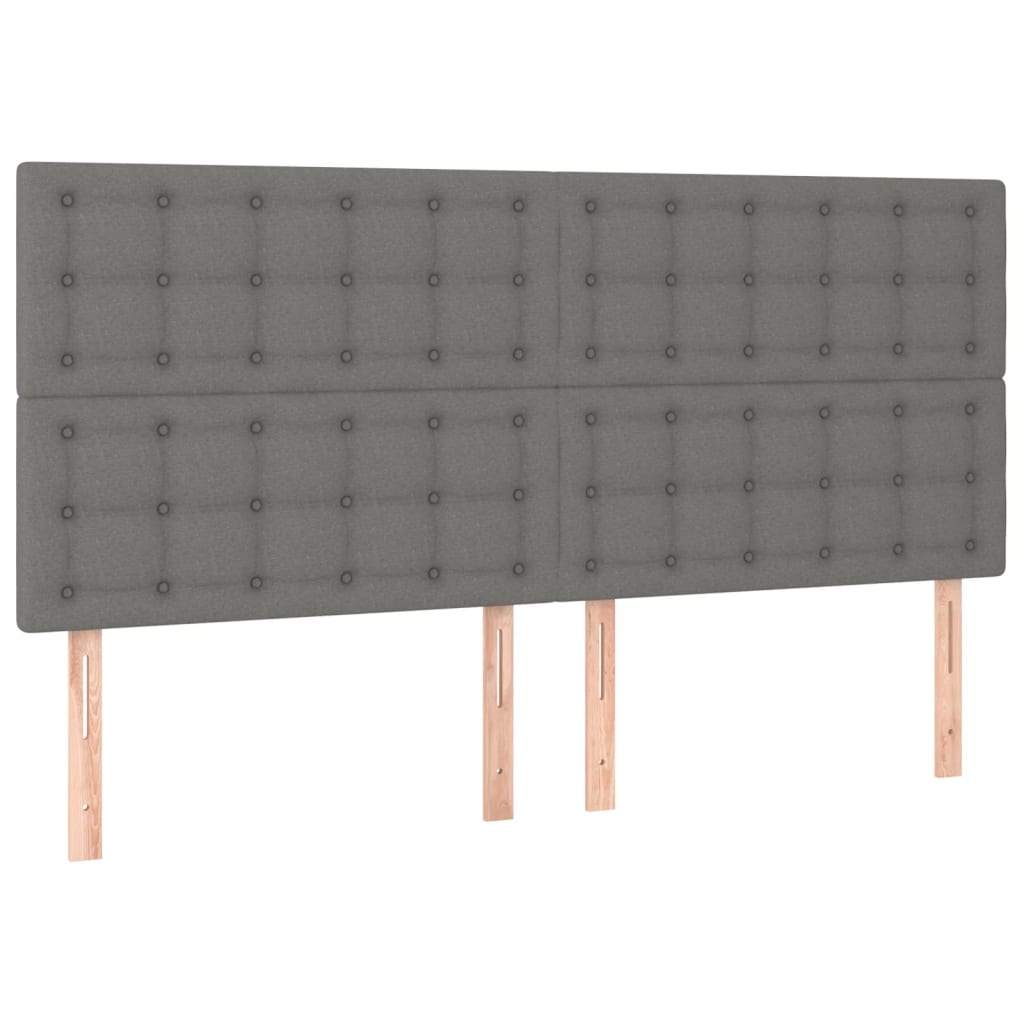 vidaXL Κρεβάτι Boxspring με Στρώμα & LED Σκ.Γκρι 180x200 εκ Υφασμάτινο