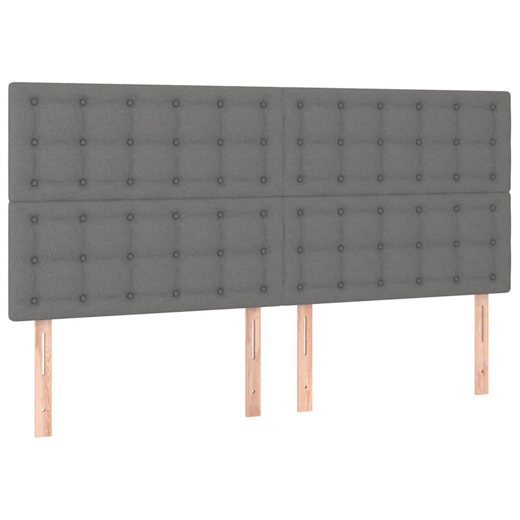 vidaXL Κρεβάτι Boxspring με Στρώμα & LED Σκ.Γκρι 200x200εκ. Υφασμάτινο