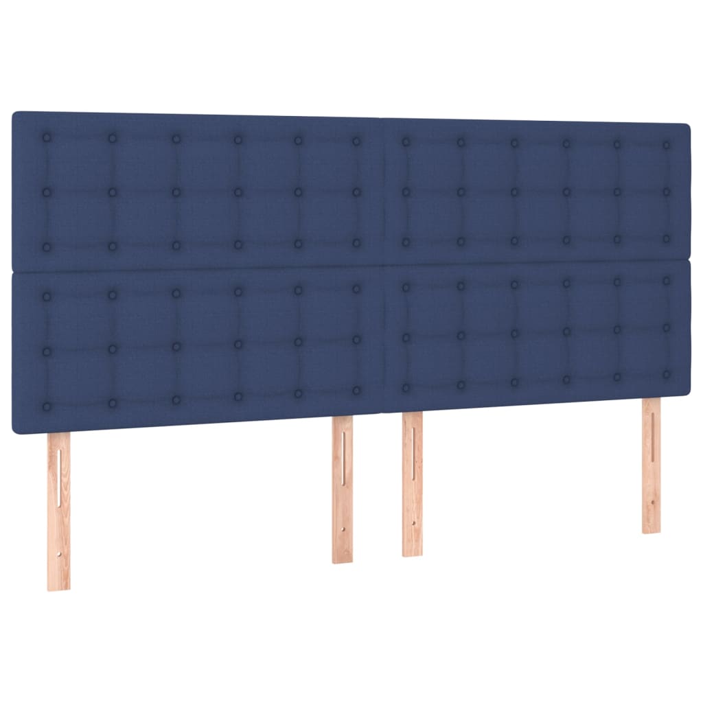 vidaXL Κρεβάτι Boxspring με Στρώμα & LED Μπλε 200x200 εκ. Υφασμάτινο