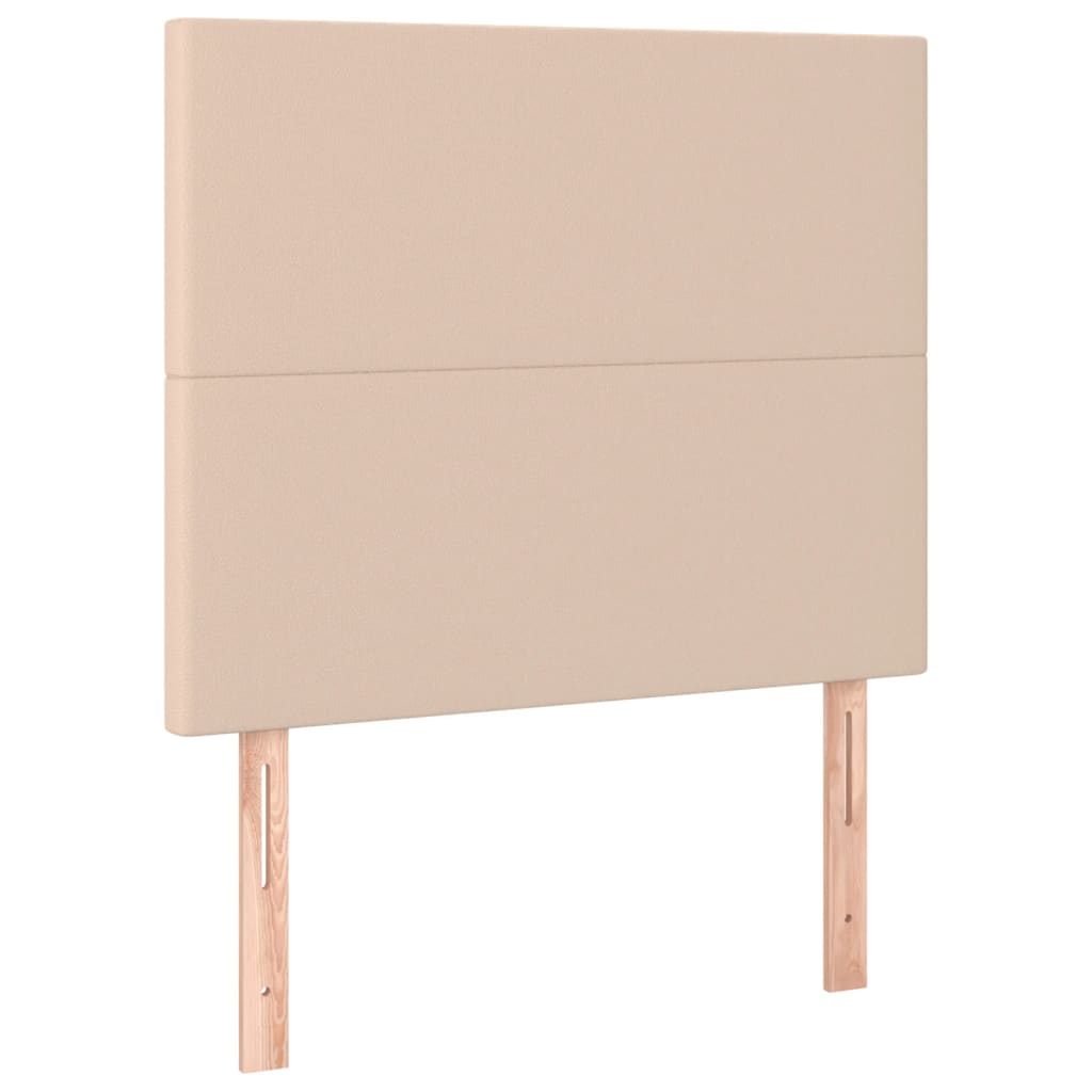 vidaXL Κρεβάτι Boxspring Στρώμα&LED Καπουτσίνο 90x190 εκ. Συνθ. Δέρμα