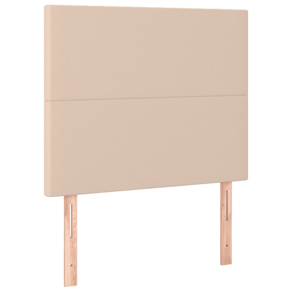 vidaXL Κρεβάτι Boxspring Στρώμα&LED Καπουτσίνο 90x200 εκ. Συνθ. Δέρμα