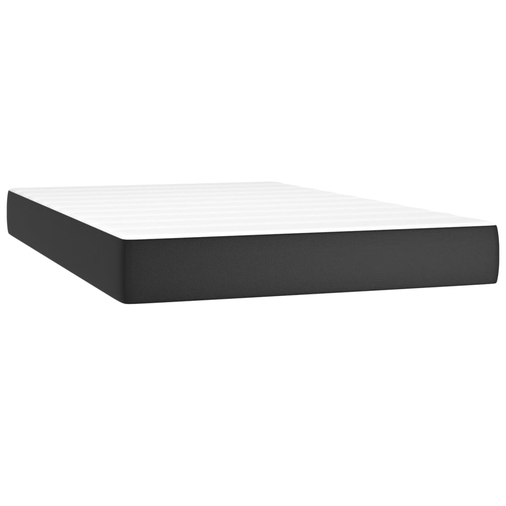 vidaXL Κρεβάτι Boxspring με Στρώμα & LED Μαύρο 120x200 εκ. Συνθ. Δέρμα