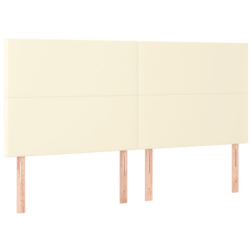 vidaXL Κρεβάτι Boxspring με Στρώμα & LED Κρεμ 180x200 εκ. Συνθ. Δέρμα