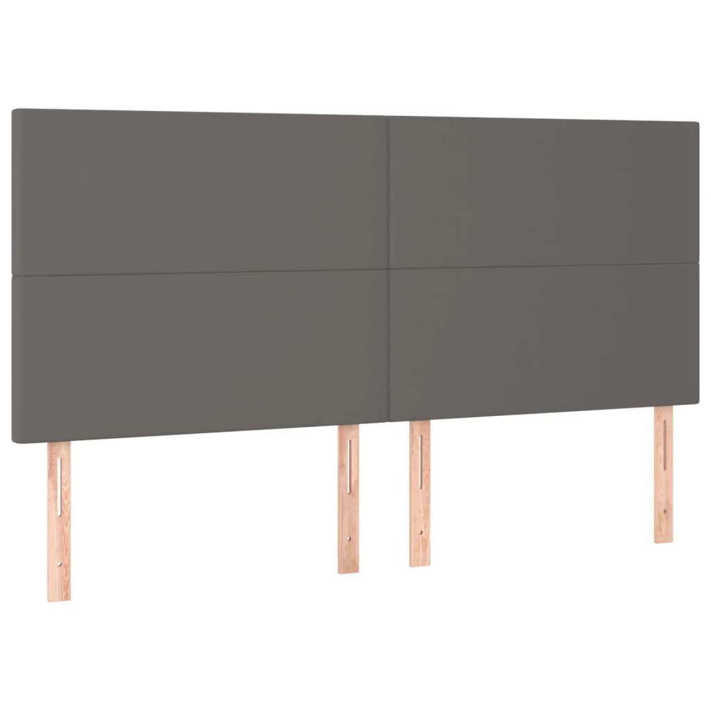 vidaXL Κρεβάτι Boxspring με Στρώμα & LED Γκρι 200x200 εκ. Συνθ. Δέρμα