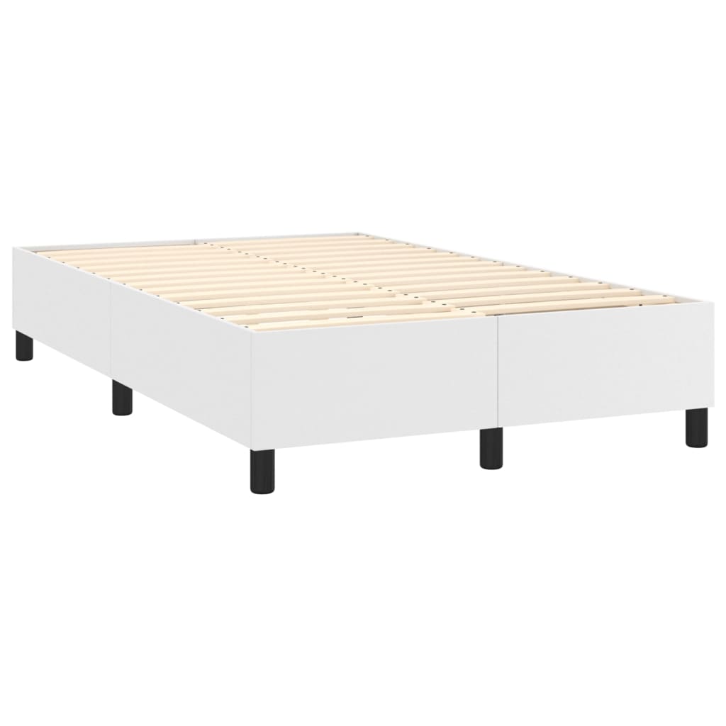vidaXL Κρεβάτι Boxspring με Στρώμα & LED Λευκό 120x200 εκ. Συνθ. Δέρμα