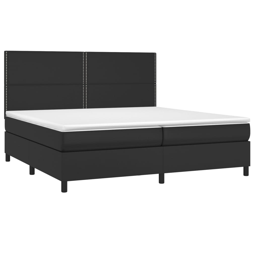 vidaXL Κρεβάτι Boxspring με Στρώμα & LED Μαύρο 200x200 εκ. Συνθ. Δέρμα
