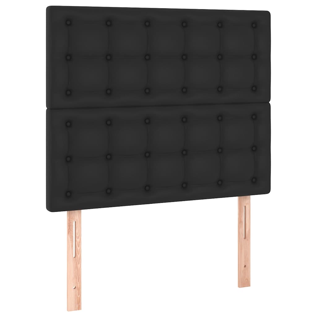 vidaXL Κρεβάτι Boxspring με Στρώμα & LED Μαύρο 80x200 εκ. Συνθ. Δέρμα