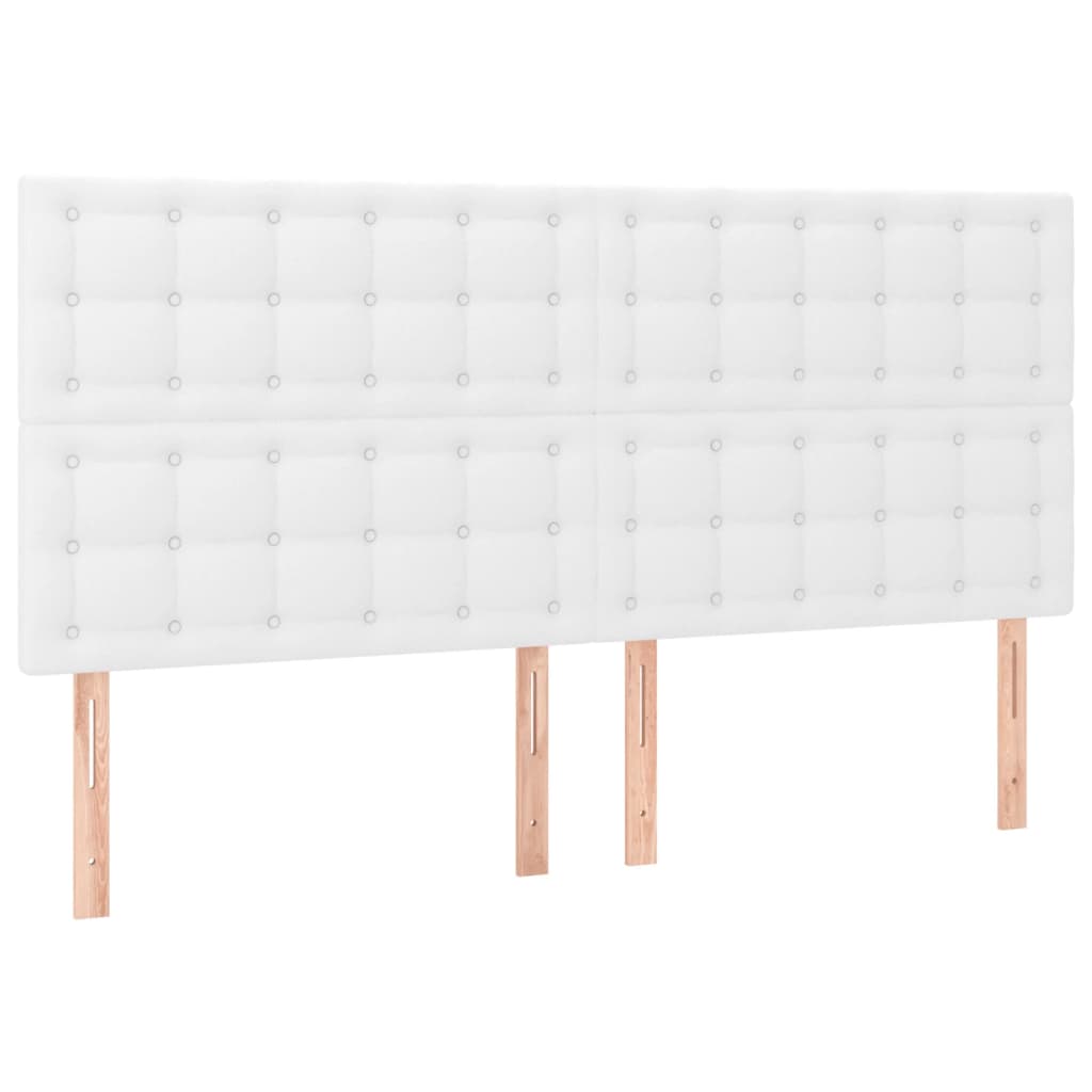 vidaXL Κρεβάτι Boxspring με Στρώμα & LED Λευκό 200x200 εκ. Συνθ. Δέρμα