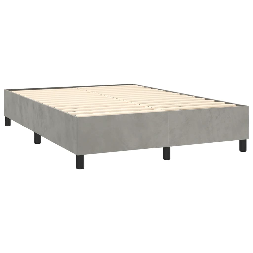 vidaXL Κρεβάτι Boxspring με Στρώμα&LED Αν. Γκρι 140x190 εκ. Βελούδινο