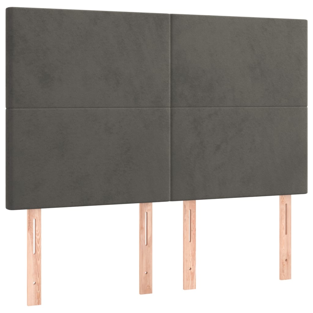 vidaXL Κρεβάτι Boxspring με Στρώμα & LED Σκ. Γκρι 140x200εκ. Βελούδινο