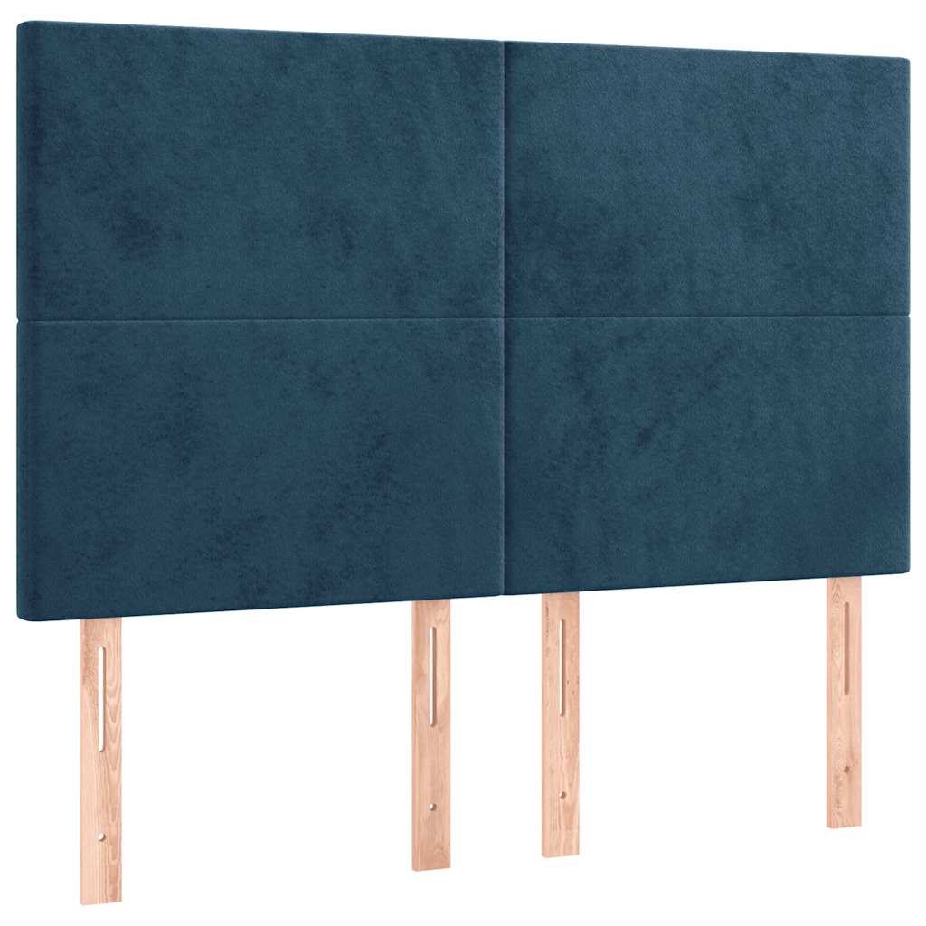 vidaXL Κρεβάτι Boxspring με Στρώμα & LED Σκ. Μπλε 140x200εκ. Βελούδινο