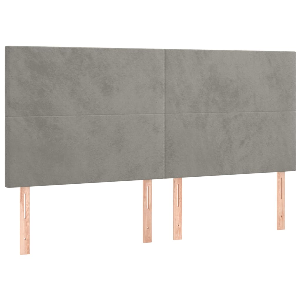 vidaXL Κρεβάτι Boxspring με Στρώμα & LED Αν.Γκρι 160x200 εκ. Βελούδινο