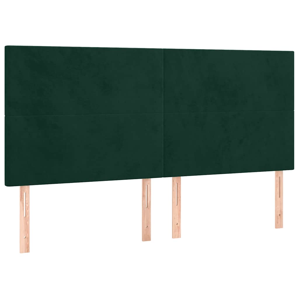 vidaXL Κρεβάτι Boxspring με Στρώμα & LED Σκ. Πράσινο 180x200εκ Βελούδο