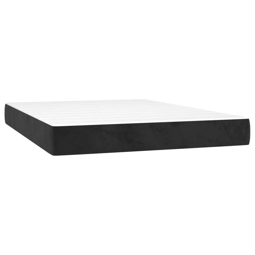 vidaXL Κρεβάτι Boxspring με Στρώμα & LED Μαύρο 140x200 εκ. Βελούδινο