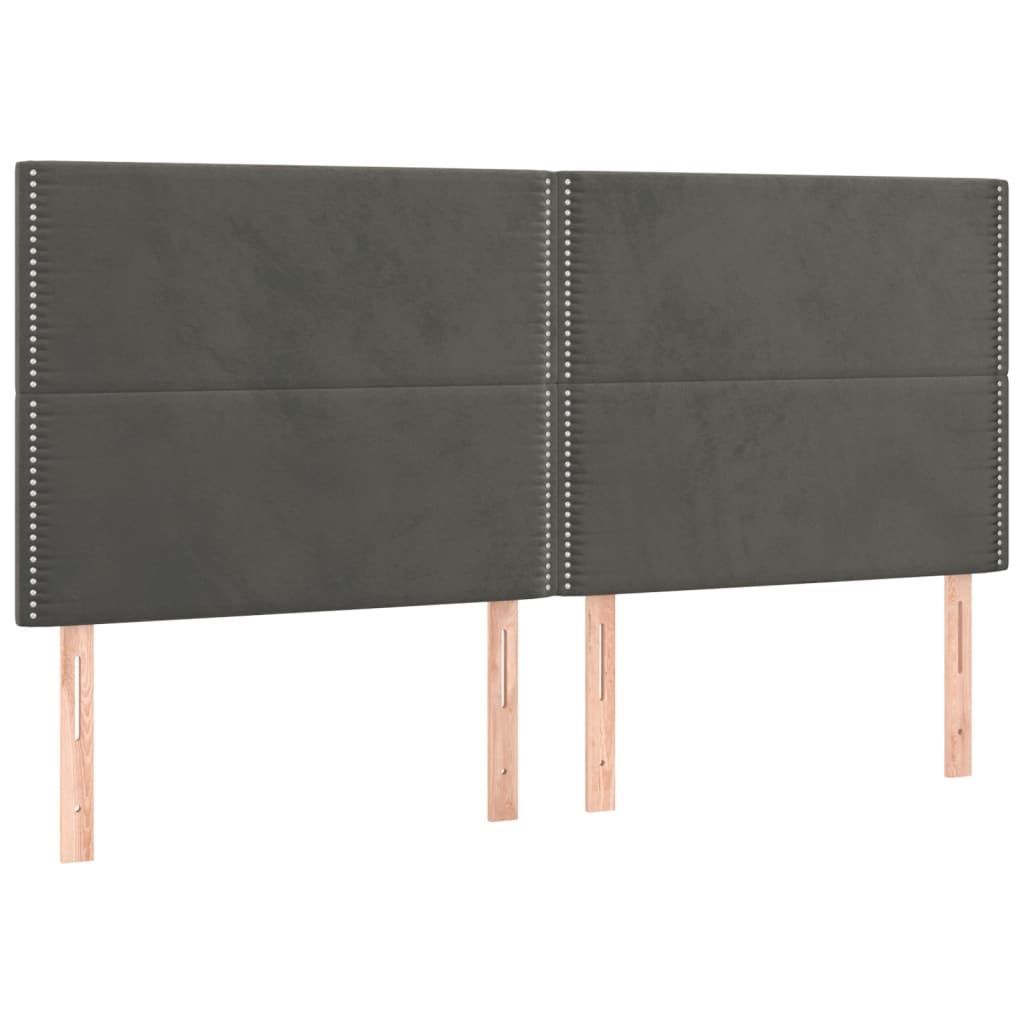 vidaXL Κρεβάτι Boxspring με Στρώμα & LED Σκ. Γκρι 180x200εκ. Βελούδινο