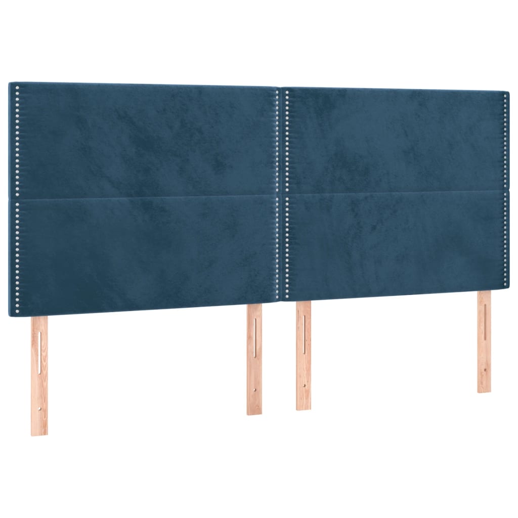 vidaXL Κρεβάτι Boxspring με Στρώμα & LED Σκ. Μπλε 200x200εκ. Βελούδινο