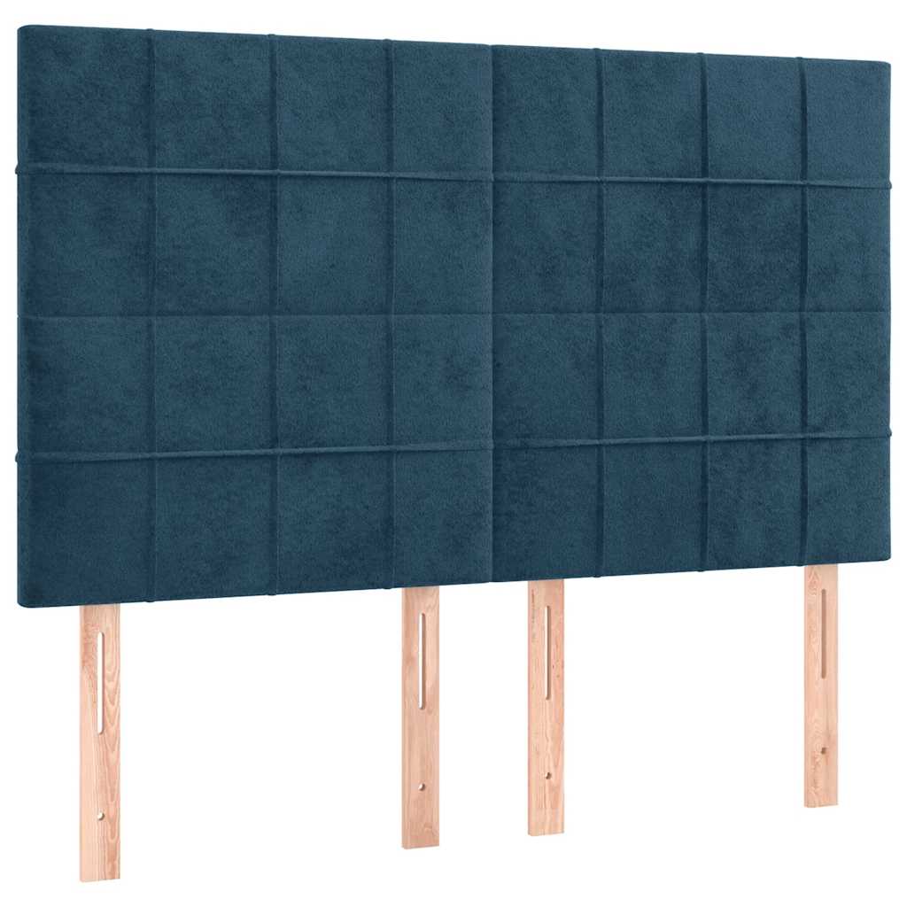 vidaXL Κρεβάτι Boxspring με Στρώμα & LED Σκ. Μπλε 140x190εκ. Βελούδινο