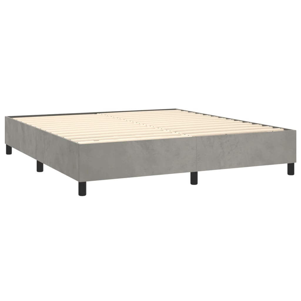 vidaXL Κρεβάτι Boxspring με Στρώμα & LED Αν.Γκρι 160x200 εκ. Βελούδινο