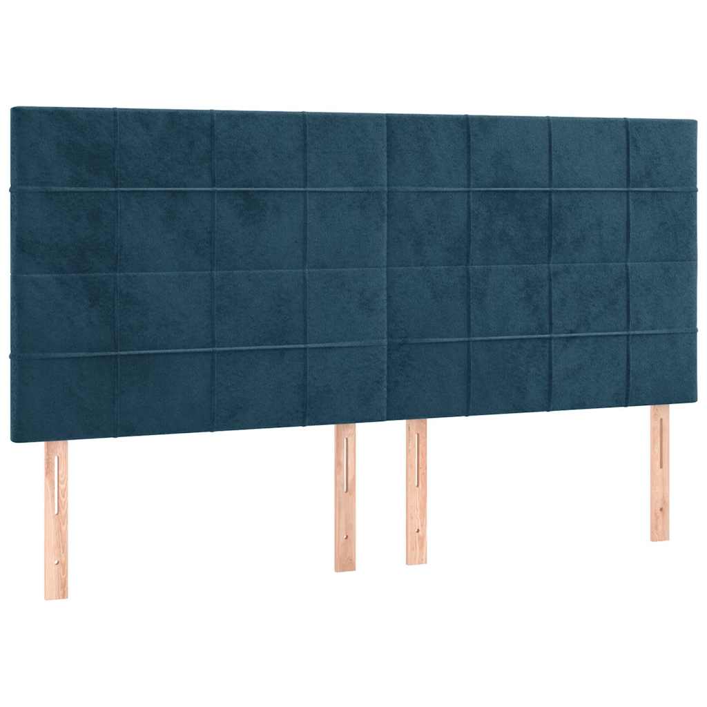 vidaXL Κρεβάτι Boxspring με Στρώμα & LED Σκ. Μπλε 160x200εκ. Βελούδινο