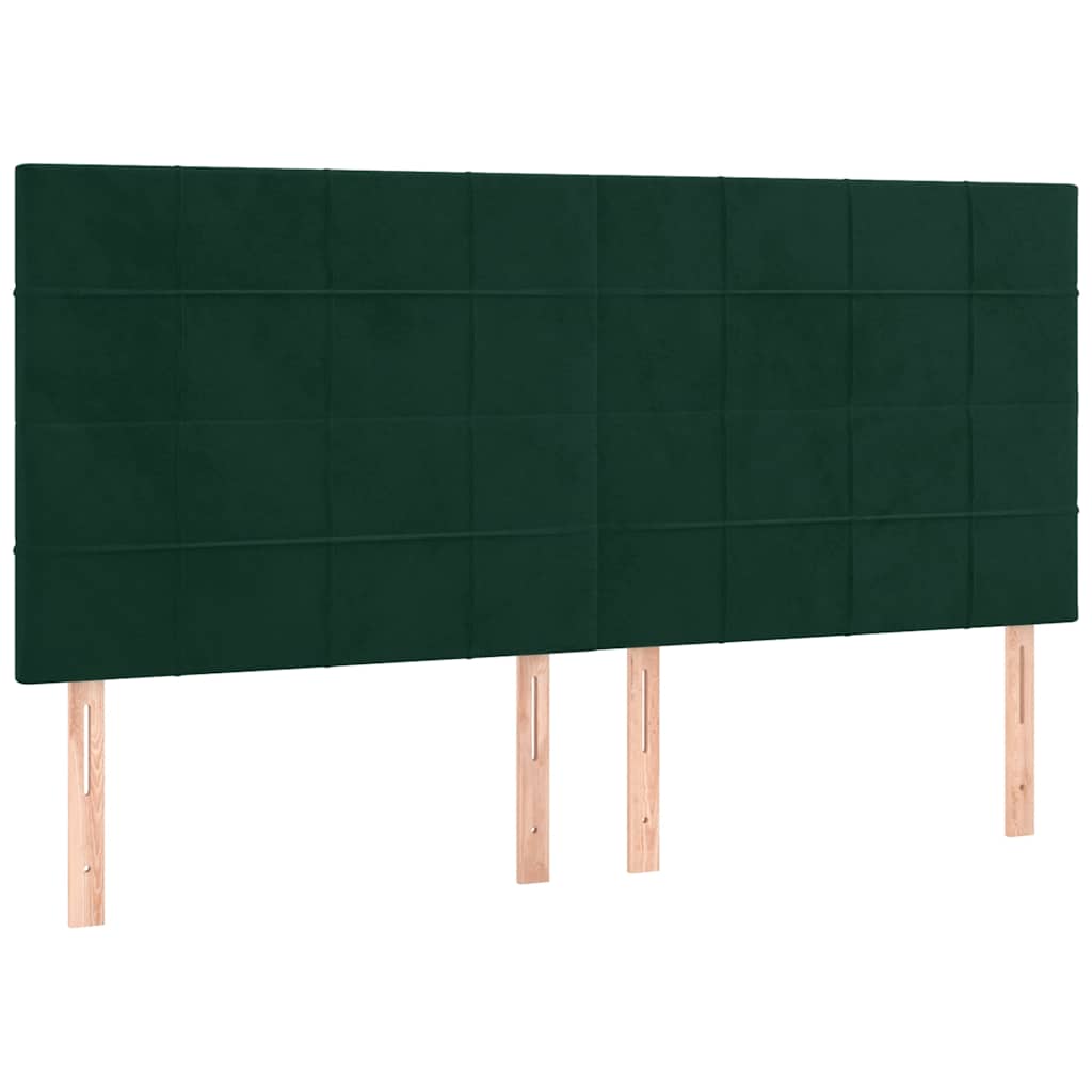 vidaXL Κρεβάτι Boxspring με Στρώμα & LED Σκ. Πράσινο 180x200εκ Βελούδο
