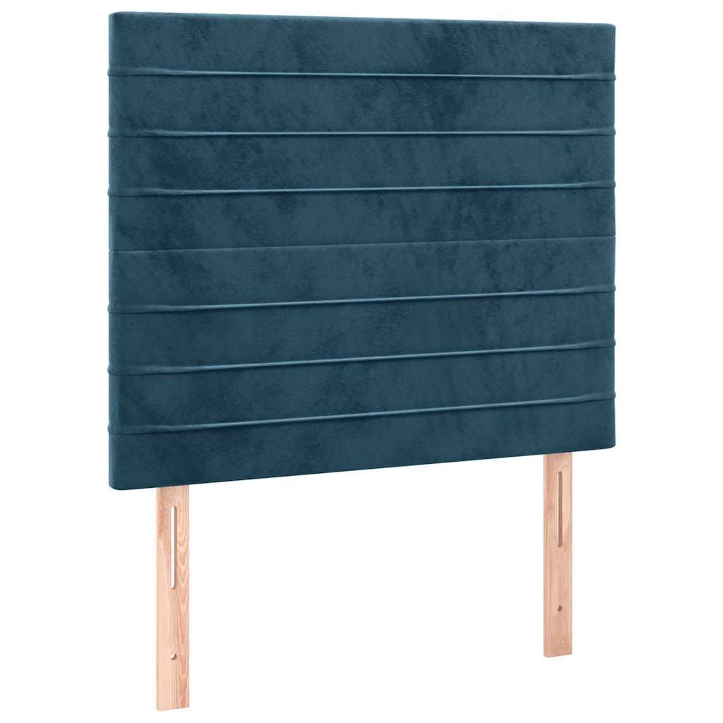 vidaXL Κρεβάτι Boxspring με Στρώμα & LED Σκ. Μπλε 80x200 εκ. Βελούδινο