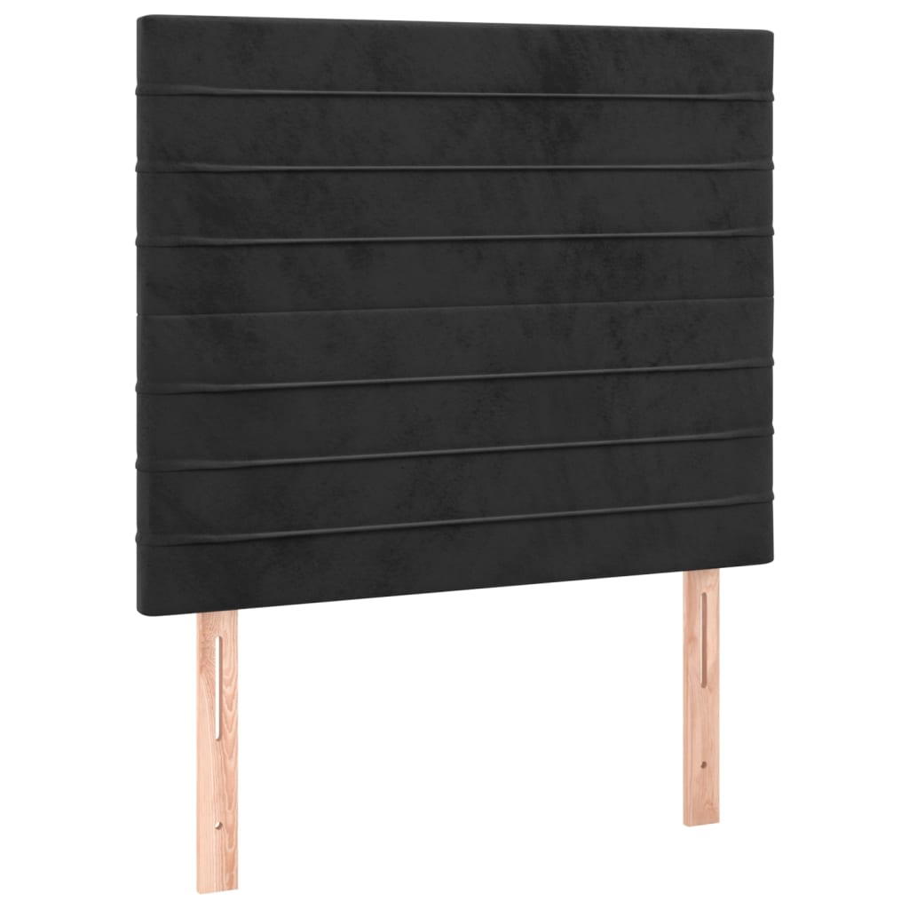 vidaXL Κρεβάτι Boxspring με Στρώμα & LED Μαύρο 90x200 εκ. Βελούδινο