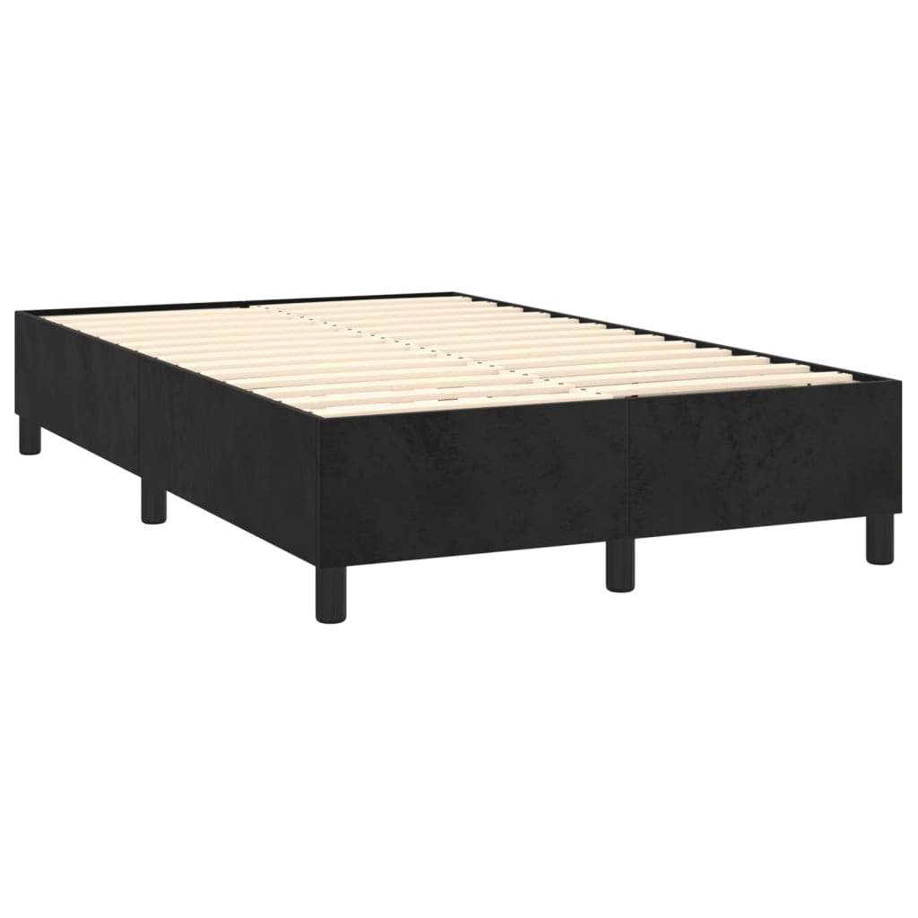 vidaXL Κρεβάτι Boxspring με Στρώμα & LED Μαύρο 120x200 εκ. Βελούδινο