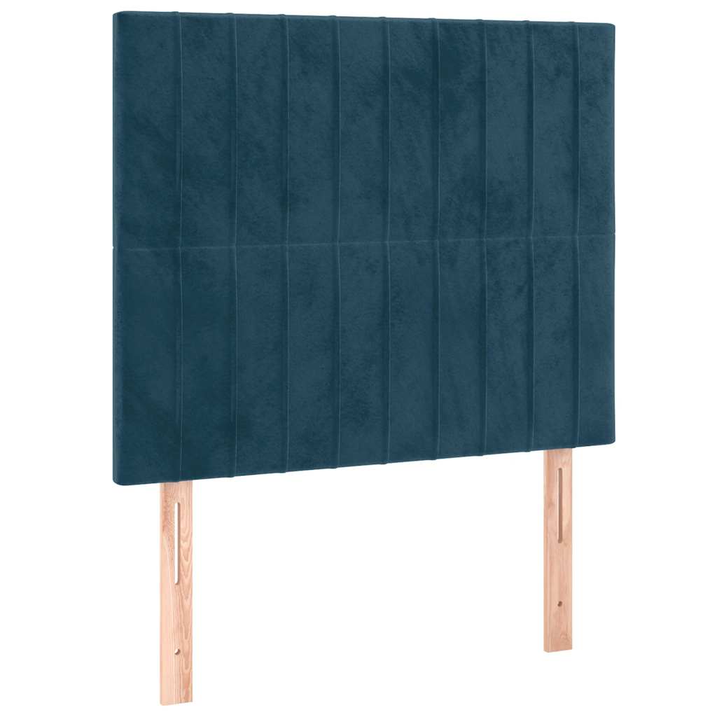 vidaXL Κρεβάτι Boxspring με Στρώμα & LED Σκ. Μπλε 80x200 εκ. Βελούδινο