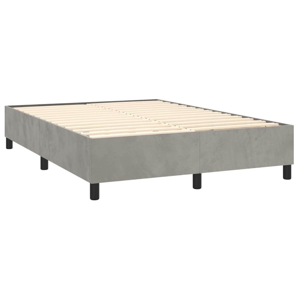 vidaXL Κρεβάτι Boxspring με Στρώμα&LED Αν. Γκρι 140x190 εκ. Βελούδινο