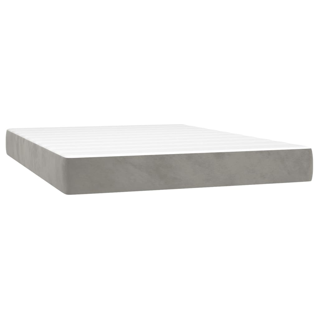 vidaXL Κρεβάτι Boxspring με Στρώμα&LED Αν. Γκρι 140x190 εκ. Βελούδινο