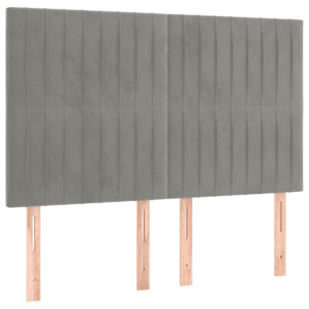 vidaXL Κρεβάτι Boxspring με Στρώμα&LED Αν. Γκρι 140x190 εκ. Βελούδινο