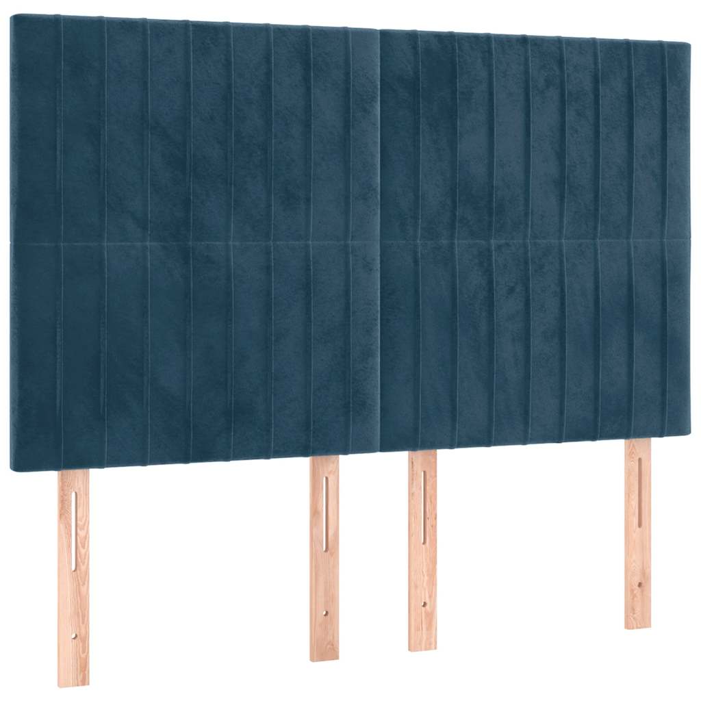 vidaXL Κρεβάτι Boxspring με Στρώμα & LED Σκ. Μπλε 140x190εκ. Βελούδινο