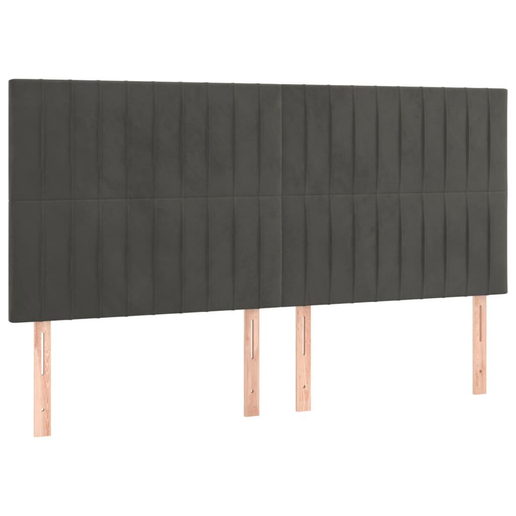vidaXL Κρεβάτι Boxspring με Στρώμα & LED Σκ. Γκρι 160x200εκ. Βελούδινο