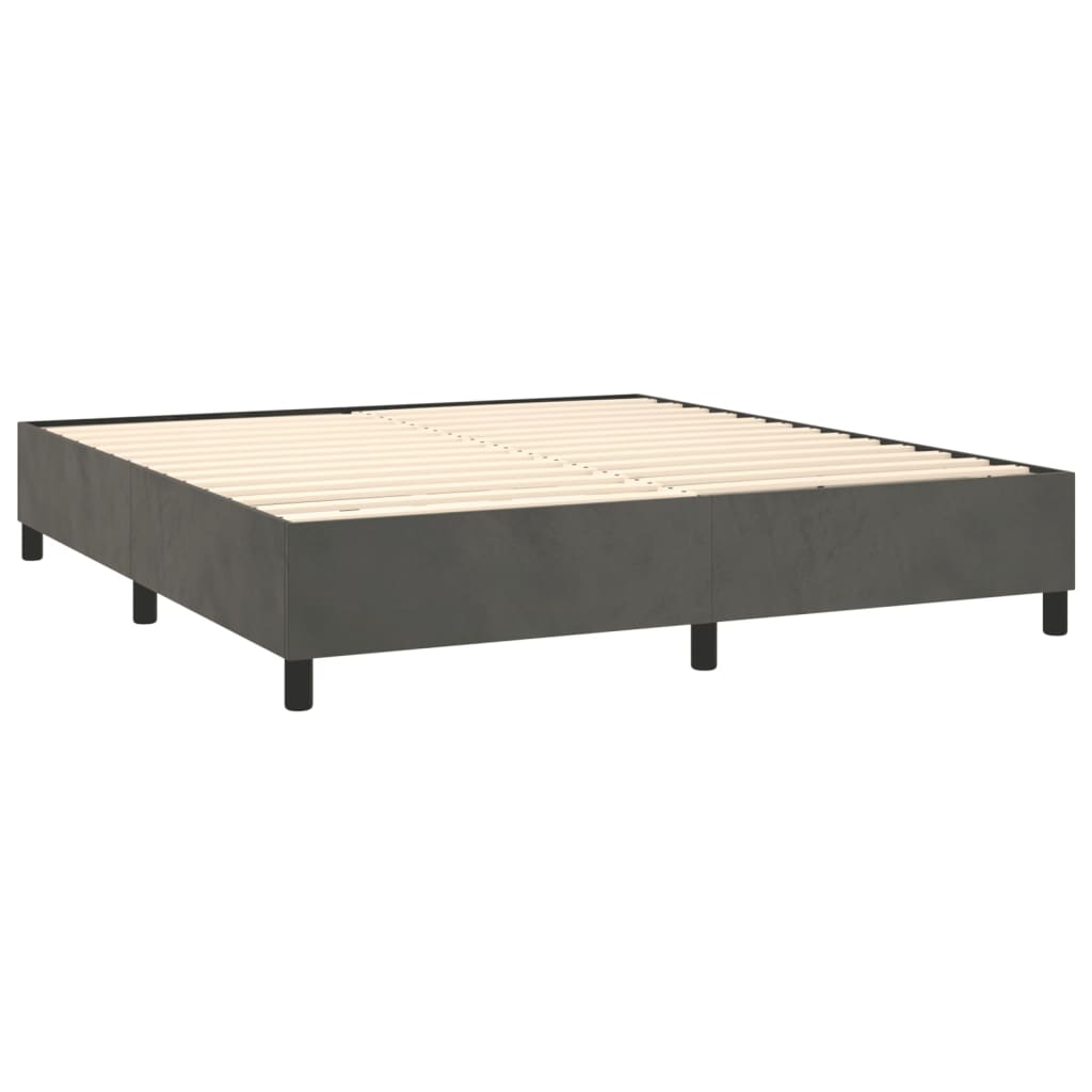 vidaXL Κρεβάτι Boxspring με Στρώμα & LED Σκ. Γκρι 180x200εκ. Βελούδινο