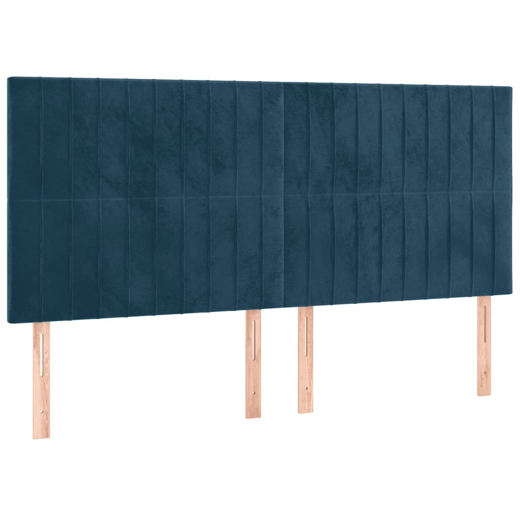 vidaXL Κρεβάτι Boxspring με Στρώμα & LED Σκ. Μπλε 180x200εκ. Βελούδινο