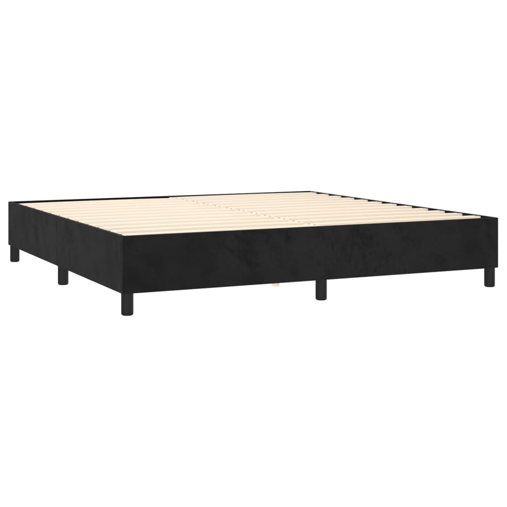 vidaXL Κρεβάτι Boxspring με Στρώμα & LED Μαύρο 200x200 εκ. Βελούδινο