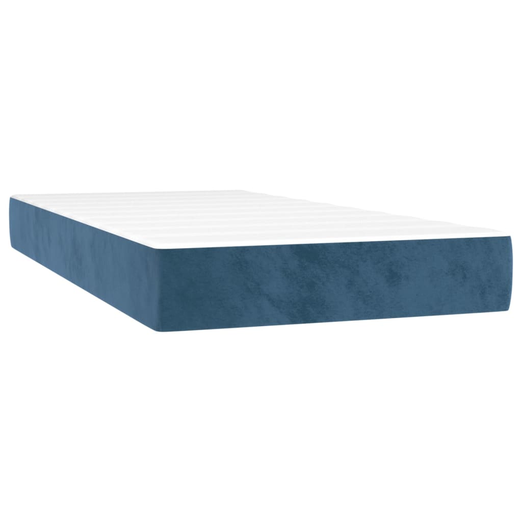 vidaXL Κρεβάτι Boxspring με Στρώμα & LED Σκ. Μπλε 200x200εκ. Βελούδινο