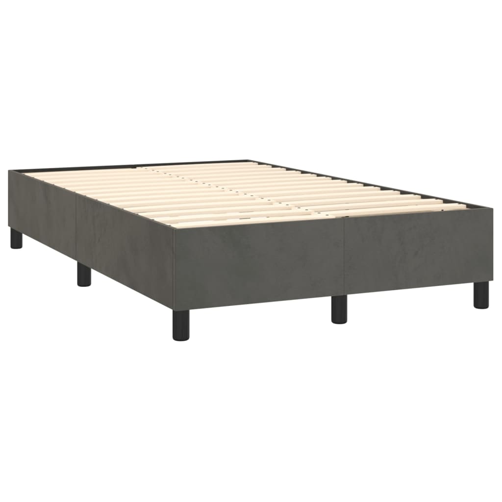 vidaXL Κρεβάτι Boxspring με Στρώμα & LED Σκ. Γκρι 120x200εκ. Βελούδινο