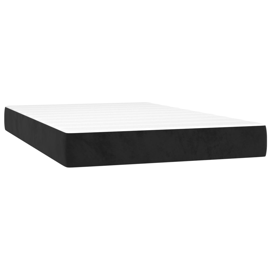 vidaXL Κρεβάτι Boxspring με Στρώμα & LED Μαύρο 120x200 εκ. Βελούδινο