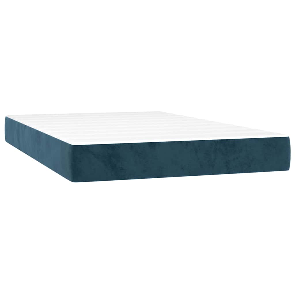 vidaXL Κρεβάτι Boxspring με Στρώμα & LED Σκ. Μπλε 120x200εκ. Βελούδινο