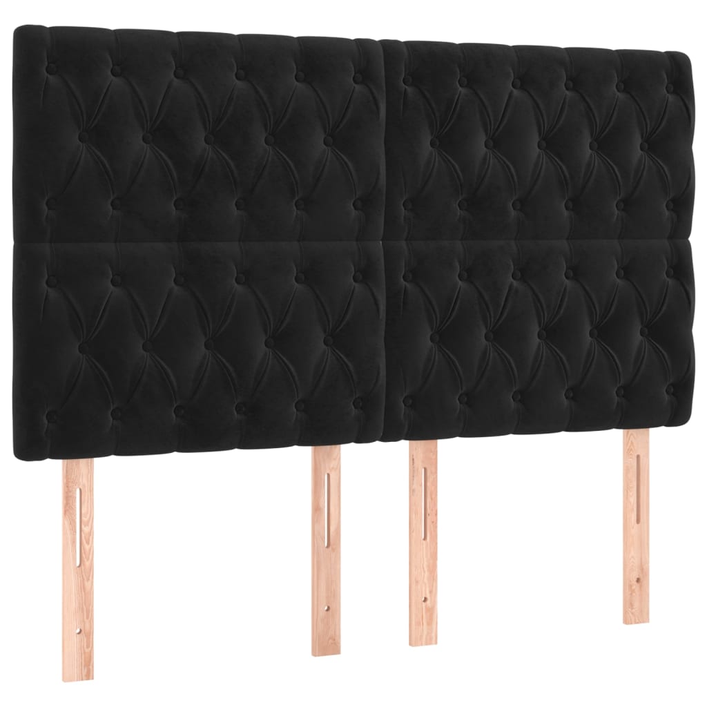 vidaXL Κρεβάτι Boxspring με Στρώμα & LED Μαύρο 140x190 εκ. Βελούδινο