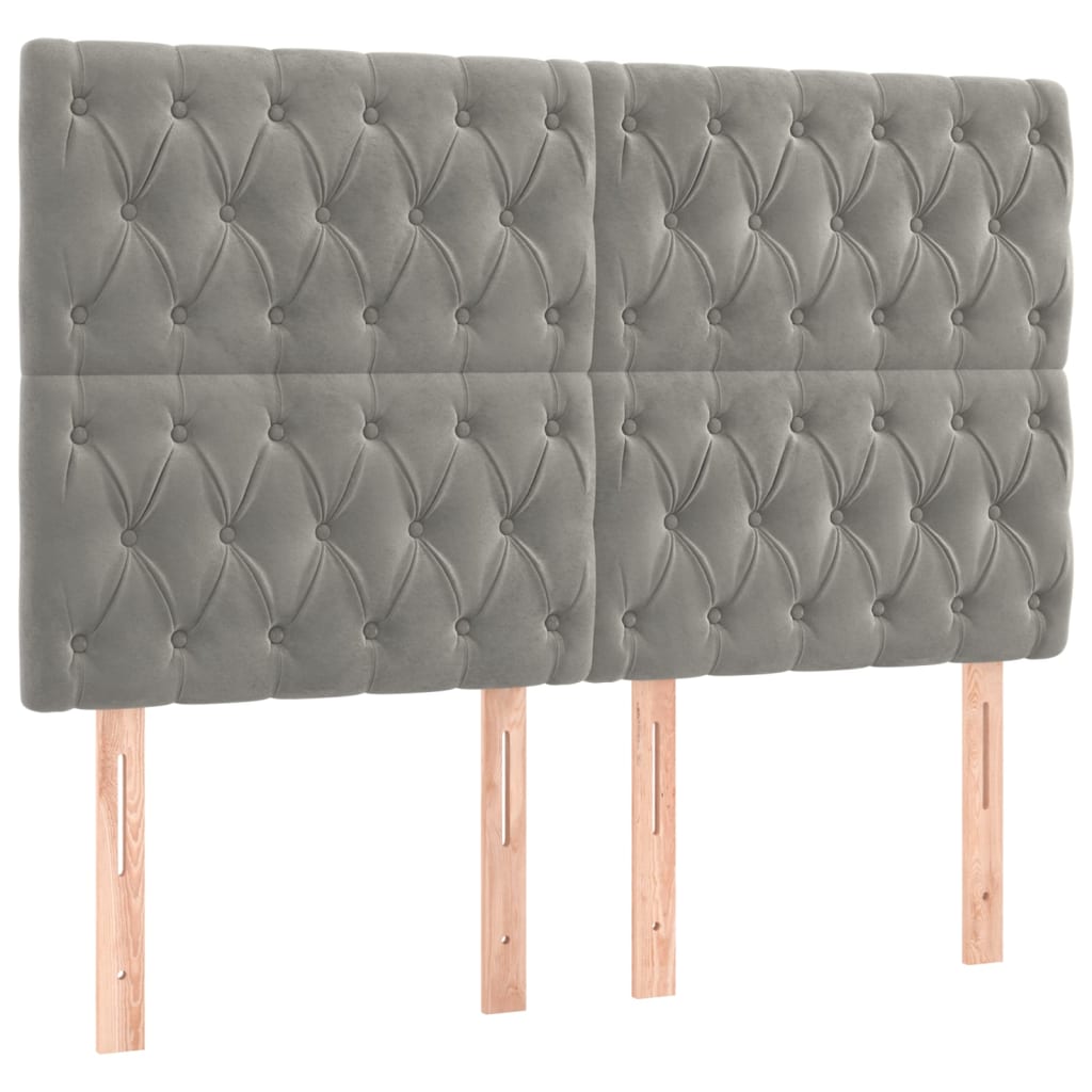 vidaXL Κρεβάτι Boxspring με Στρώμα & LED Αν.Γκρι 160x200 εκ. Βελούδινο