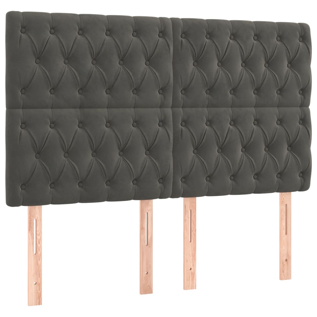 vidaXL Κρεβάτι Boxspring με Στρώμα & LED Σκ. Γκρι 160x200εκ. Βελούδινο