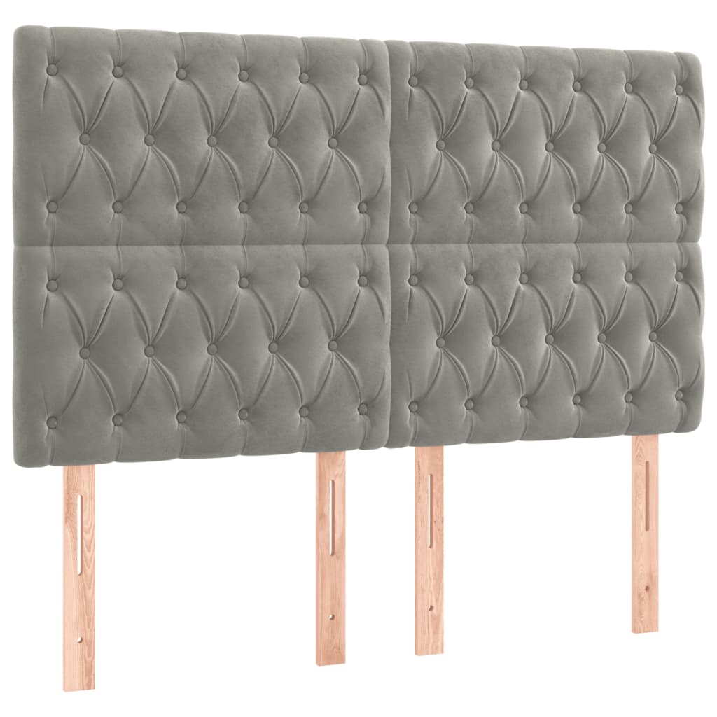 vidaXL Κρεβάτι Boxspring με Στρώμα & LED Αν.Γκρι 180x200 εκ. Βελούδινο