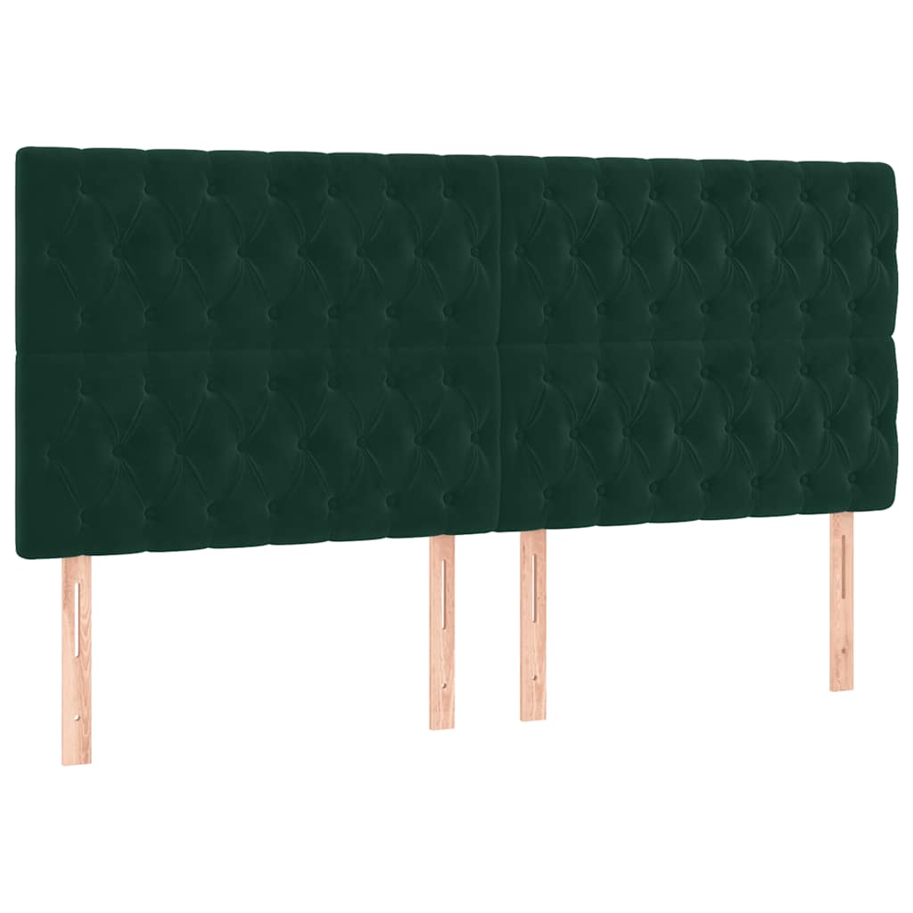 vidaXL Κρεβάτι Boxspring με Στρώμα & LED Σκ. Πράσινο 200x200εκ Βελούδο