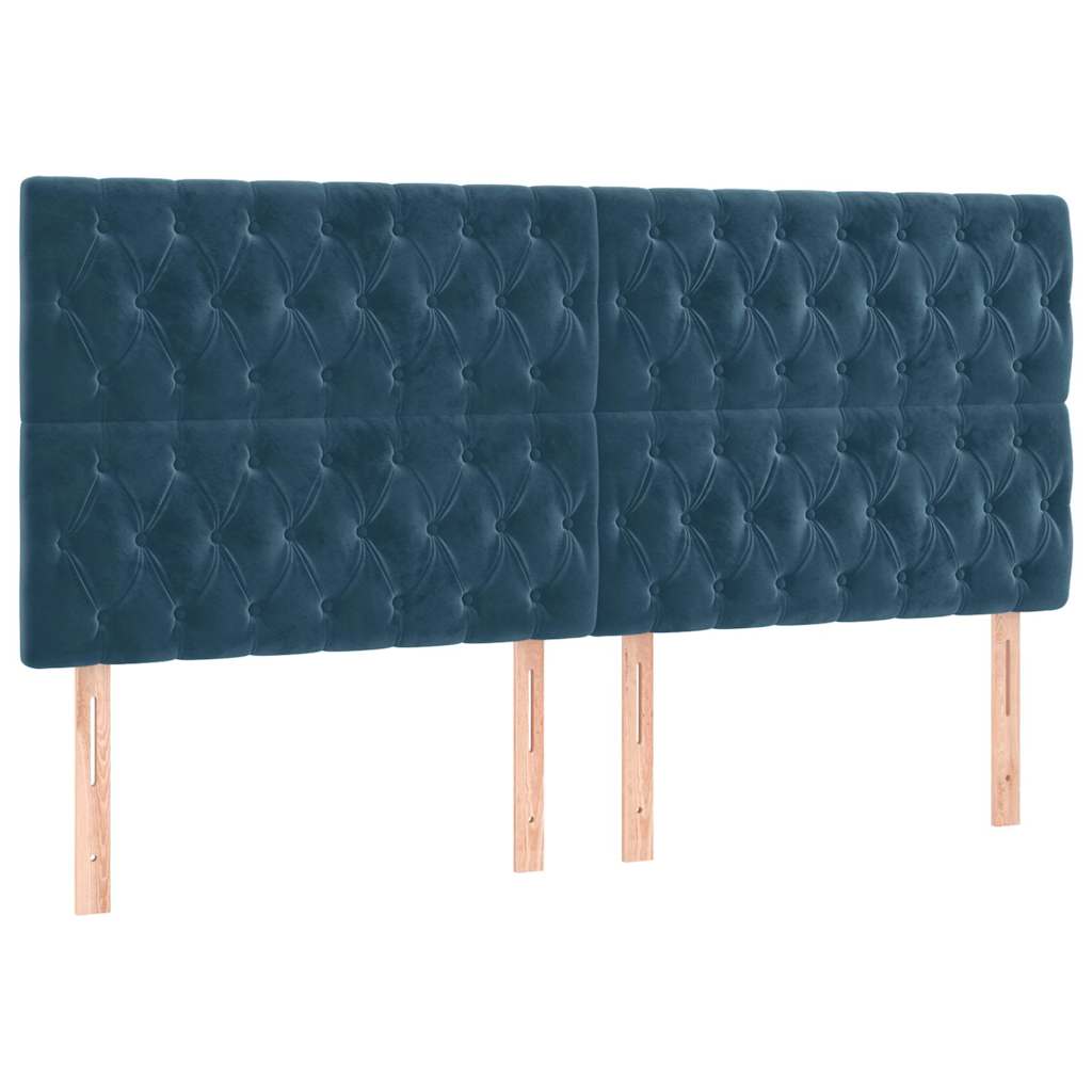 vidaXL Κρεβάτι Boxspring με Στρώμα & LED Σκ. Μπλε 200x200εκ. Βελούδινο