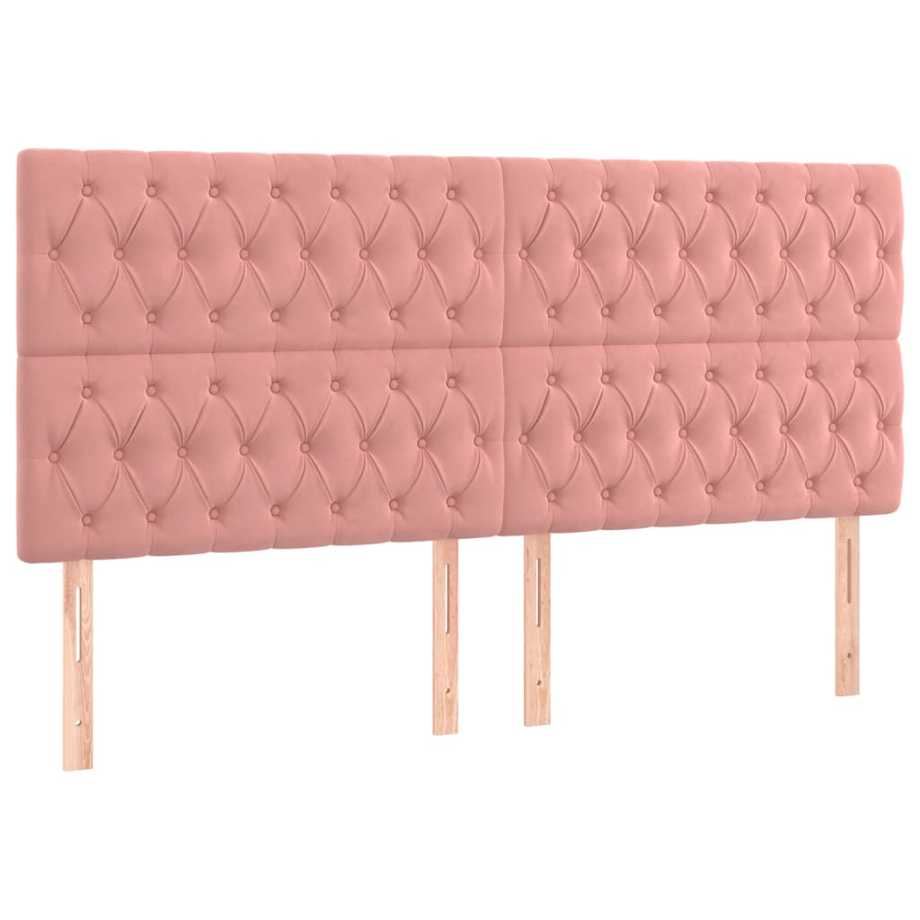 vidaXL Κρεβάτι Boxspring με Στρώμα & LED Ροζ 200x200 εκ. Βελούδινο