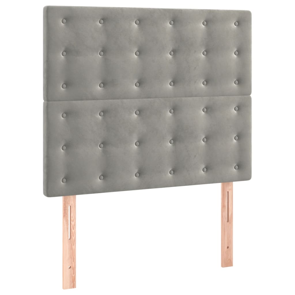 vidaXL Κρεβάτι Boxspring με Στρώμα & LED Αν.Γκρι 90x190 εκ. Βελούδινο