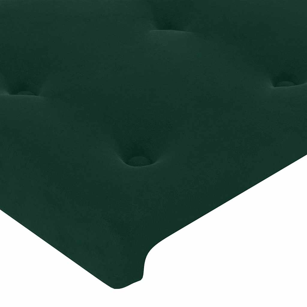 vidaXL Κρεβάτι Boxspring με Στρώμα & LED Σκ. Πράσινο 90x190 εκ Βελούδο